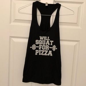 Black pizza lifting tank top
